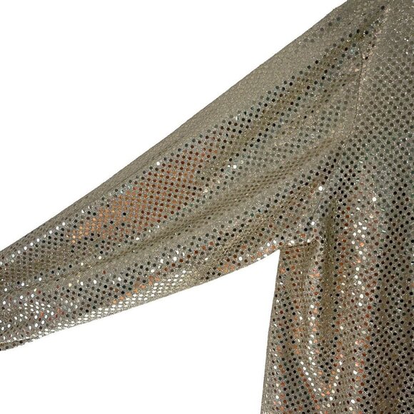 Three Flaggs Vintage Womens Shirt Size Medium Gold Metallic Glitter Long Sleeve - Picture 6 of 10